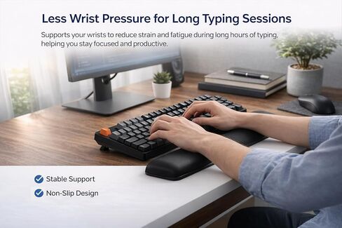 Silicone Keyboard Wrist Rest – Non-Slip Ergonomic Wrist Support Pad for Typing, Durable Gel Wrist Rest for Desk, Easy Clean, Comfortable for Office, Home & Gaming, Black 15.7" in Kuwait