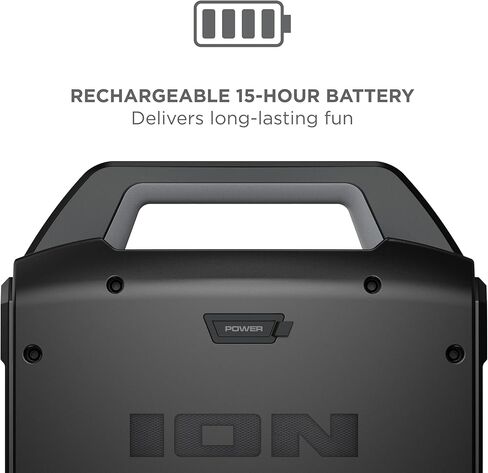 ION Sport Boom - مكبر صوت بلوتوث خارجي محمول بقدرة 60 وات مع ميكروفون، IPX5 مقاوم للماء، بطارية تدوم 15 ساعة، راديو FM، منفذ USB، تطبيق (متجدد) in Kuwait