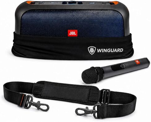 مكبر صوت JBL PartyBox On-The-Go قوي ومحمول بلوتوث للحفلات مع عرض ضوئي ديناميكي بما في ذلك غطاء الغبار الواقي من Winguard in Kuwait