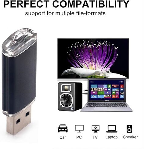 128GB USB Flash Drive with Type C Adapter and Lanyard, USB 2.0 High Speed Metal Pen Drive, Storage Memory Stick for Phone/Pad/PC/Laptop - (Silver 128GB) in Kuwait