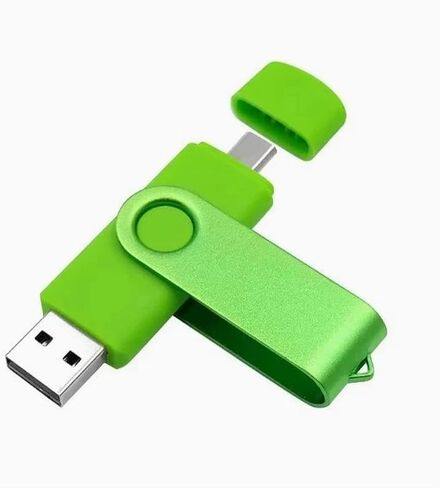 محرك أقراص فلاش USB صغير الحجم بسعة 128 ميجابايت - تخزين كلاسيكي للمستندات والصور والملفات الأساسية، تصميم سلسلة مفاتيح التوصيل والتشغيل (أخضر) in Kuwait