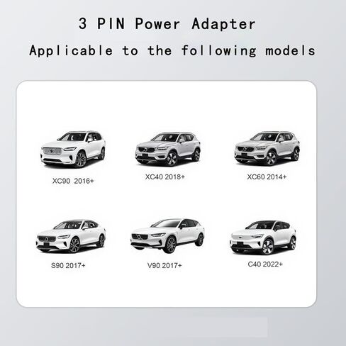 كابل محول الطاقة، موصل كاميرا داش مخصص 3 دبابيس لملحقات فولفو XC60 XC90 S60 V60 XC40 C40، تصميم سلك مخفي (الطراز A) in Kuwait
