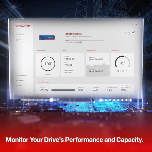 Blue SN5100 1TB NVMe SSD - M.2 2280، PCIe Gen 4.0، محرك أقراص الحالة الصلبة الداخلي - سرعات قراءة تصل إلى 7100 ميجابايت / ثانية، ترقية التخزين للكمبيوتر الشخصي / أجهزة الكمبيوتر المحمولة - WDS100T5B0E in Kuwait