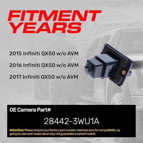 استبدال Master Tailgaters لسيارة Infiniti QX50 w/o AVM (2015-2017) كاميرا احتياطية OE الجزء # 28442-3WU1A in Kuwait