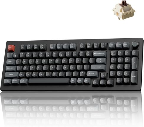 لوحة مفاتيح ميكانيكية لاسلكية Keychron V5 Ultra 96% مع معدل اقتراع 8000 هرتز وNKRO، RGB قابل للتبديل السريع، مفاتيح حمراء، 97 مفتاحًا، 2.4 جيجا هرتز/بلوتوث/سلكية، أغطية مفاتيح OSA PBT، لأجهزة Mac/Win/Linux- أسود in Kuwait
