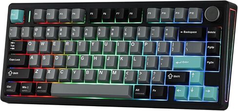 EPOMAKER TH80 V2 75% Wireless Mechanical Keyboard with Metal Knob, 8000mAh, 2.4Ghz/BT/USB-C, RGB, Hot Swap, Custom Driver, PBT Keycap, Wireless Gaming Keyboard for PC/Mac (Black, Creamy Jade) in Kuwait