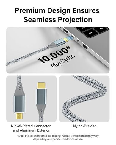 4K Micro HDMI to USB C Cable, 3FT Nylon Braided High-Speed Uni-Directional Cord Supports 4K@60Hz & 2K@120Hz, Compatible with Sony ZV-E10, Canon EOS M50, Raspberry Pi 4, GoPro Hero 7/6/5, Gray in Kuwait