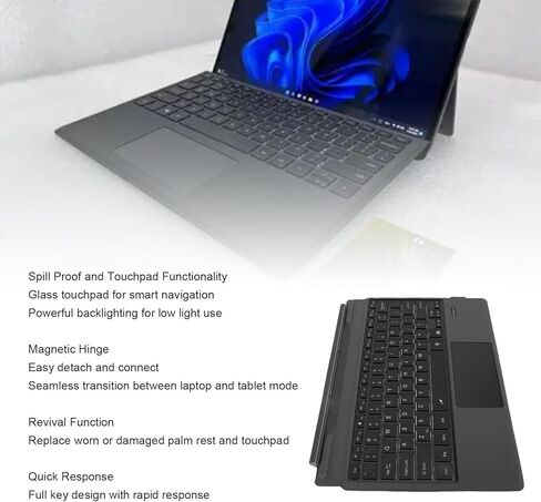 LICAEVEY Palmrest Touchpad Keyboard, OEM Replacement with Spill Resist Design and Backlit Keys, Magnetic Hinge for Latitude 7320 7310 Detachable K19M Tablets in Kuwait