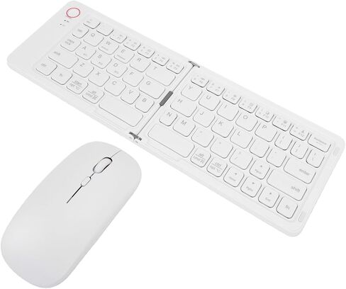 Dpofirs Wireless Keyboard Mouse Combo, Foldable Bluetooth Keyboard with Stand, 67 Keys, Type C Fast Charge, for iOS for Android for Wins for OS X, for Smartphone Tablet PC (Black) in Kuwait