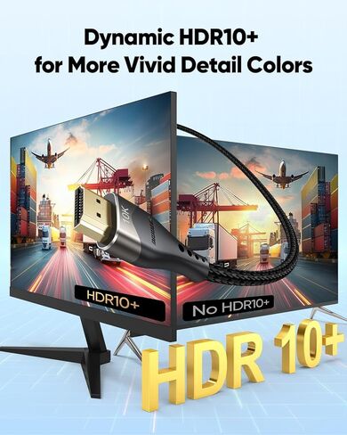 كابل HDMI قصير 1.2FT 10K 8K 4K، كابل HDMI 2.1 48 جيجابت في الثانية فائق السرعة مضفر 1.2 قدم سلك HDMI 8K@60 هرتز، 4K@120 هرتز، eARC، HDR10+، HDCP2.3 للشاشة/مفتاح HDMI/الكاميرا/صندوق التلفزيون/HDTV in Kuwait