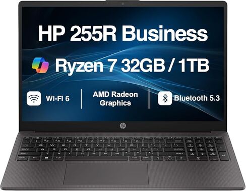 كمبيوتر محمول HP 255R G10 للأعمال 2026، شاشة FHD مقاس 15.6 بوصة (AMD Ryzen 7 7735U 2.70 جيجا هرتز، (Beats Ryzen 7 7730U)، 16 جيجابايت DDR5، 512 جيجابايت PCIe SSD، لوحة مفاتيح رقمية، Wi-Fi 6، كاميرا ويب، بلوتوث 5.3، Win 11 Pro) in Kuwait