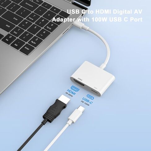 [MFi Certified] USB C to HDMI Adapter for iPhone 17 16 15, Type C Digital AV Adapter 4K UHD Thunderbolt to HDMI Adaptor Sync Screen Connector for iPhone 17 16 15 Pro Max to TV Monitor Projector in Kuwait