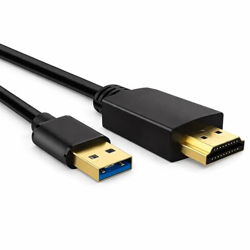 كابل USB مطور إلى HDMI 2M، محول فيديو USB-A إلى HDMI لنظام التشغيل Windows/Mac/iOS - كابل HDMI طويل 6.6FT للتلفزيون، بلو راي، جهاز العرض، الشاشة - التوصيل والتشغيل، 1080P HD (أسود) in Kuwait