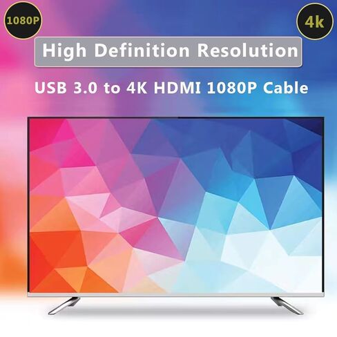 كابل USB مطور إلى HDMI 2M، محول فيديو USB-A إلى HDMI لنظام التشغيل Windows/Mac/iOS - كابل HDMI طويل 6.6FT للتلفزيون، بلو راي، جهاز العرض، الشاشة - التوصيل والتشغيل، 1080P HD (أسود) in Kuwait