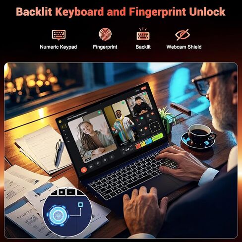 15.6" IPS FHD-Gaming-Laptop, AMD Ryzen 7 8745HS 16GB DDR5 RAM 1TB SSD (8C/16T, up to 4.9GHz) Radeon 780M Graphics Business Computer with 100W Type-C Backlit Keyboard, Fingerprint USB-C 4.0 in Kuwait