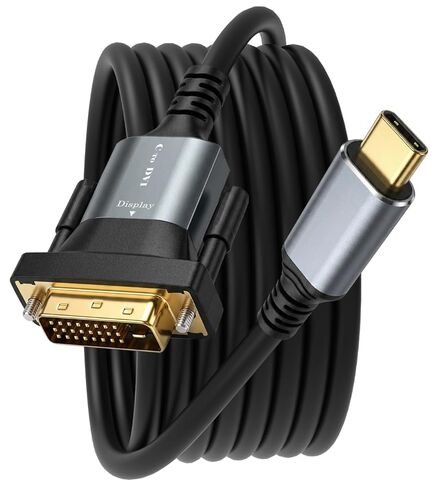 كابل USB C إلى DVI أحادي الاتجاه بطول 6 أقدام/1.8 متر، نحاس نقي وقابس مطلي بالذهب، هيكل من الألومنيوم، كابل من النوع C إلى DVI-D (4K@30 هرتز) متوافق مع MacBook Pro/Air، iPad Pro، XPS، Galaxy in Kuwait