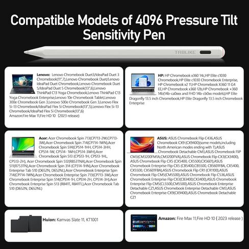 قلم USI 2.0 لجهاز Amazon Fire Max 11 Tablet، Amazon Fire HD 10 (إصدار 2023)، قلم USI Chromebook لجهاز Lenovo Chromebook Duet Pen، قلم مع شحن سريع USB-C، ضغط 4096 مستوى in Kuwait