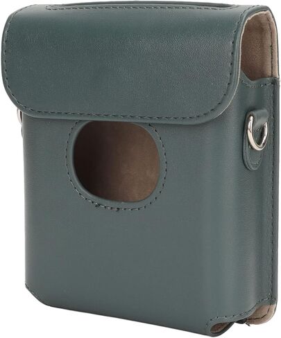 Qiilu Compact Leather Bag for Link Square - Vintage Anti Scratch Camera Bag with Adjustable Strap for Instant Printer (Dark Green) in Kuwait