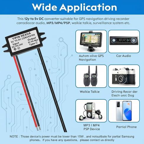 تيار مستمر 12 فولت/24 فولت إلى 5 فولت USB C 5A 25 واط محول خفض من النوع C واجهة باك وحدة مقاوم للماء محول الطاقة e (2-Pack) in Kuwait