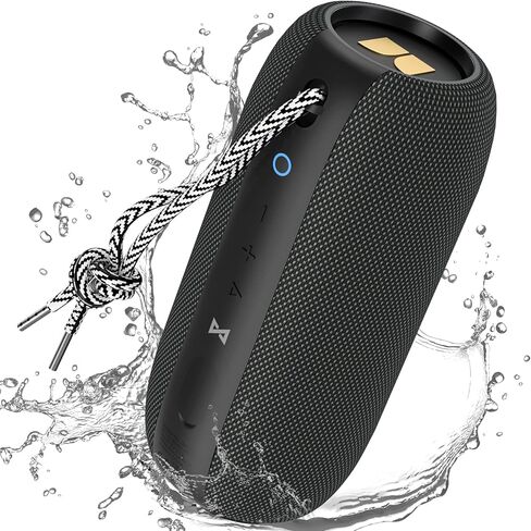 مكبر صوت بلوتوث مونستر S320، لاسلكي حقيقي 40 وات، تأثير صوت ستيريو 360 درجة، مقاوم للماء IPX7، وقت تشغيل 32 ساعة، مناسب لمكبر الصوت المحمول في الهواء الطلق، أسود in Kuwait