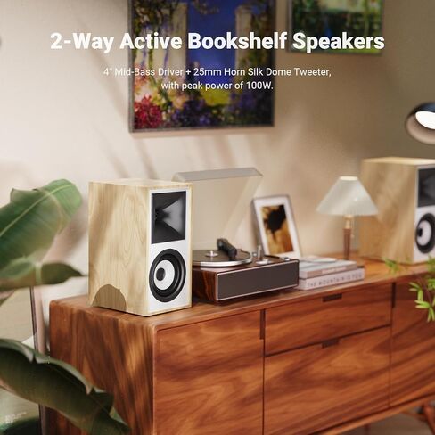 AIYIMA S4000 2.0 Studio Monitor Speakers,4 inch 80W Bluetooth Powered Bookshelf Speakers,XLR/6.5mm TRS/RCA Inputs, for Home Studio & Music in Kuwait