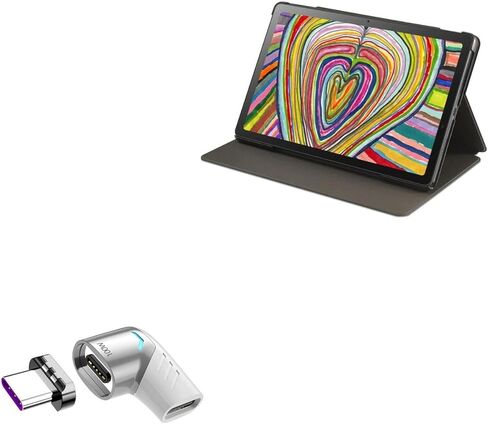 BoxWave Adapter Compatible with LG Ultra Tab - MagnetoSnap PD Angle Adapter, Magnetic Charging Connector Device Saver - Metallic Silver in Kuwait