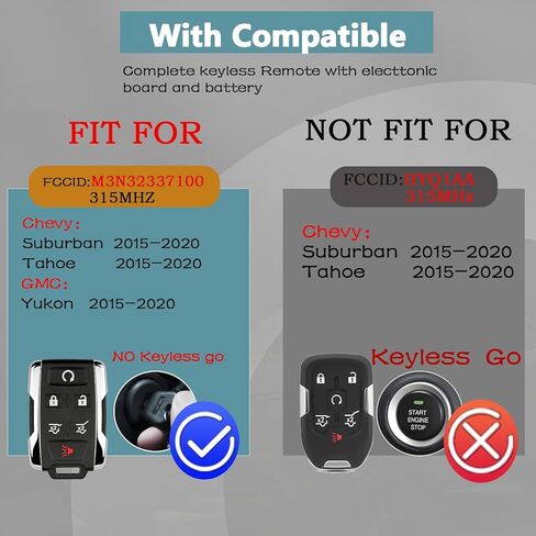 DIY Key Fob kit Replacement for 2015 2016 2017 2018 2019 2020 Chevy Tahoe Suburban 2015-2020 GMC Yukon/Yukon XL Denali Keyless Entry Remote Key with At Home DIY OBD Tool in Kuwait