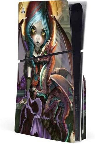 Skinit Decal Gaming Skin Compatible with PS5 Slim Disk Console - Officially Licensed Gothic Vampire Fairy with Dragon & Skulls by Jasmine Becket-Griffith Design in Kuwait