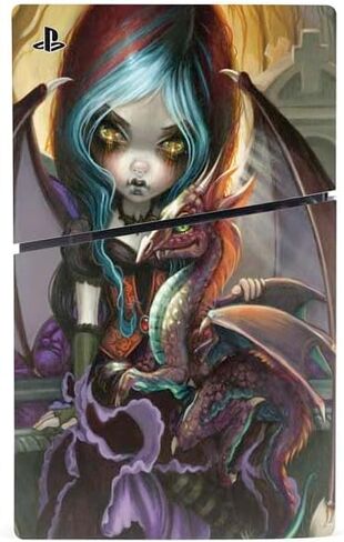 Skinit Decal Gaming Skin Compatible with PS5 Slim Disk Console - Officially Licensed Gothic Vampire Fairy with Dragon & Skulls by Jasmine Becket-Griffith Design in Kuwait