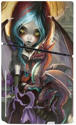 Skinit Decal Gaming Skin Compatible with PS5 Slim Disk Console - Officially Licensed Gothic Vampire Fairy with Dragon & Skulls by Jasmine Becket-Griffith Design in Kuwait
