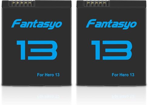 بطارية Fantasyo بقدرة 2100 مللي أمبير في الساعة لكاميرا GoPro Hero 13 باللون الأسود، عبوتان من البطاريات البديلة القابلة لإعادة الشحن ذات السعة العالية in Kuwait