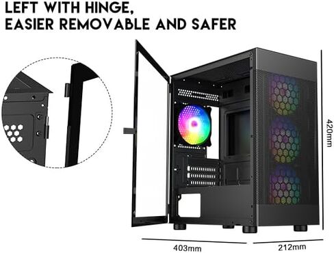 DIYPC ARGB-G5-BK Black USB3.0 Tempered Glass Micro ATX Gaming Computer Case w/ 4 x ARGB Fans (Pre-Installed) in Kuwait