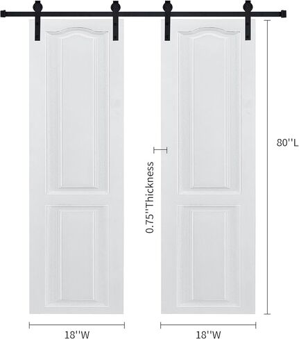 Dual CNC Crafted Modern Door 3/4" Thick 36 in. x 80 in. MDF White Barn Sliding Door with Hardware kit in Kuwait