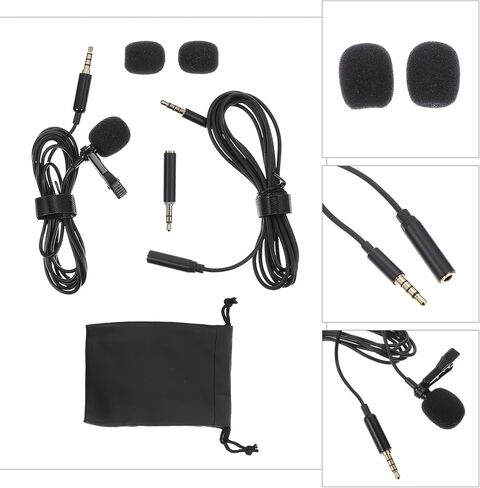 ميكروفون Homoyoyo Lavalier بمشبك عازل للضوضاء للمقابلات والبث المباشر، ميكروفون سلكي محمول متوافق مع الهاتف والكاميرا، أسود in Kuwait