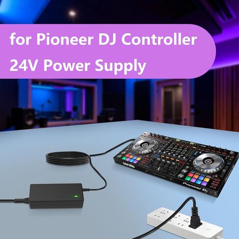 لوحدة تحكم DJ Pioneer 24V مزود طاقة متوافق مع Pioneer DDJ-REV7 DDJ-REV7/CUXJ DDJREV7 نمط الخدش من الفينيل ملمس 2 قناة احترافية Serato DJ Pro محول شاحن البطارية in Kuwait