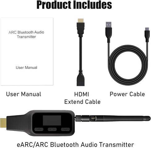 Tendak HDMI ARC إلى جهاز إرسال بلوتوث، محول صوت تلفزيوني لسماعات الرأس ومكبرات الصوت اللاسلكية، مستخرج الصوت HDMI ARC يدعم الاقتران المتزامن بين الأجهزة المزدوجة، التحكم في مستوى الصوت CEC، شاشة العرض in Kuwait