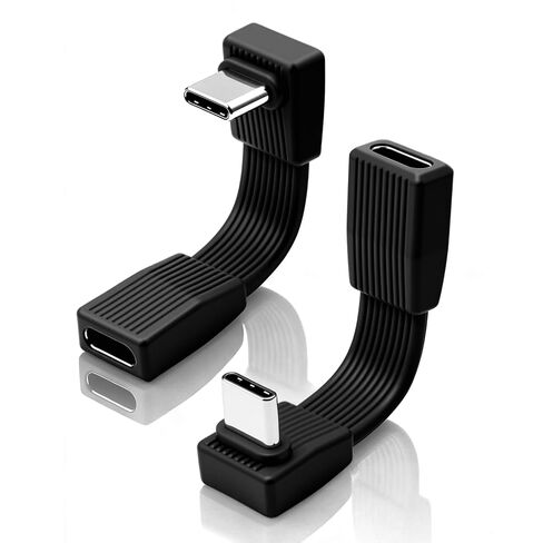 كابل Duttek قصير USB C 90 درجة 2.09 بوصة/5 سم، [80 جيجا بايت في الثانية/240 واط PD/8K@60 هرتز] سلك تمديد USB C 90 درجة ذكر إلى أنثى لهاتف iPhone 17 16 15 Pro Max، iPad، Thunderbolt 4/3، SSD. أسود-2 عبوة in Kuwait