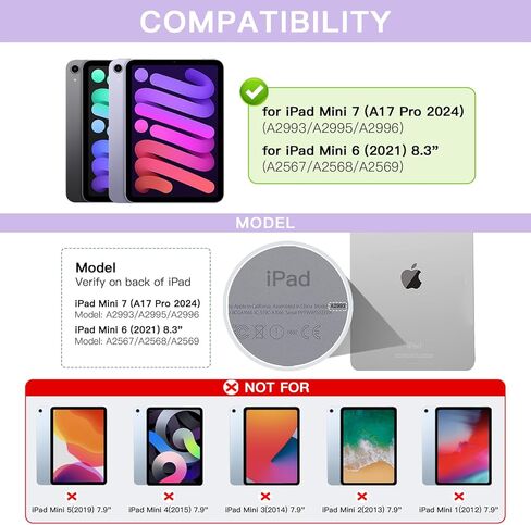 حافظة لجهاز iPad mini 7 (A17 Pro، 2024) وMini 6 (2021) مع لوحة مفاتيح، 11 لونًا بإضاءة خلفية مع لوحة تتبع ذكية، حافظة لوحة مفاتيح على الطراز السحري لجهاز iPad mini 7th Gen 8.3 بوصة، أرجواني in Kuwait