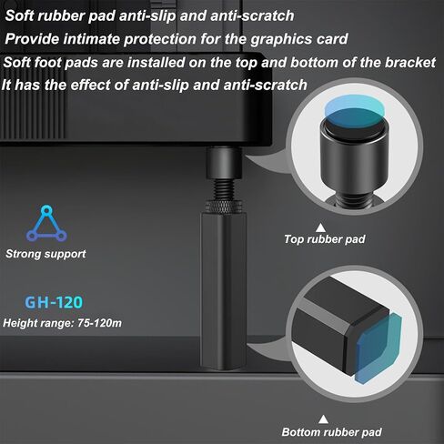 GPU Support Bracket,75-120mm Adjustable GPU Anti Sag Bracket,Aluminum Video Card Holder with Magnetic Base,Compatible with ATX/M-ATX/ITX Case & RTX 4090/5090 Graphics Card in Kuwait