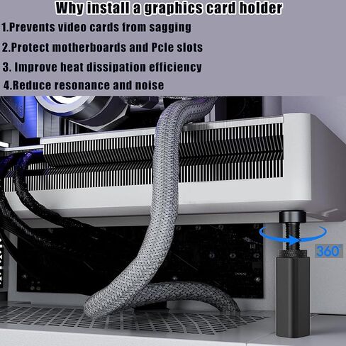 GPU Support Bracket,75-120mm Adjustable GPU Anti Sag Bracket,Aluminum Video Card Holder with Magnetic Base,Compatible with ATX/M-ATX/ITX Case & RTX 4090/5090 Graphics Card in Kuwait