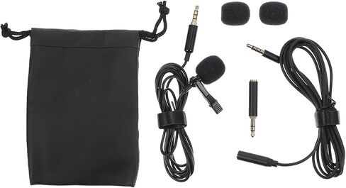 Gadpiparty Portable Clip-on Lavalier Lapel Microphone with Noise Reduction for Interview and Recording, Wired Practical Mic Compatible with Smartphones and Cameras, Black in Kuwait