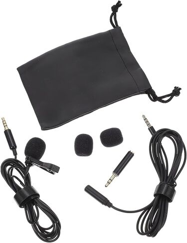 DOITOOL Portable Clip-on Lapel Microphone Noise Cancelling Wired Lavalier Mic for Interview Recording Phone Compatible Black in Kuwait