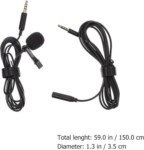 DOITOOL Portable Clip-on Lapel Microphone Noise Cancelling Wired Lavalier Mic for Interview Recording Phone Compatible Black in Kuwait