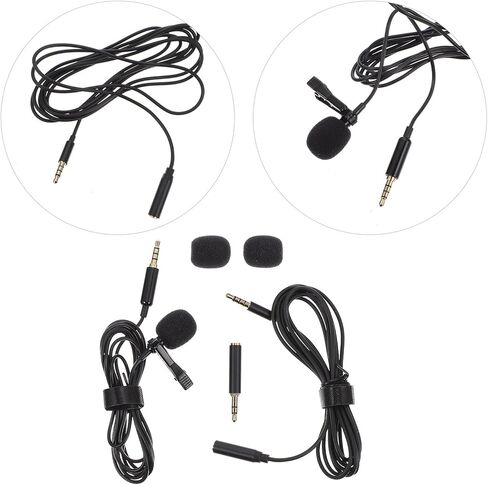 DOITOOL Portable Clip-on Lapel Microphone Noise Cancelling Wired Lavalier Mic for Interview Recording Phone Compatible Black in Kuwait