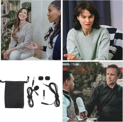 KALLORY Lavalier Lapel Microphone Clip-on Mic Wired Noise-Cancelling Microphone for Phone Interview Recording Portable Black in Kuwait