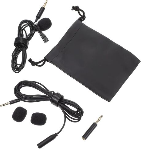 TIDTALEO Professional Clip-on Lapel Microphone with Noise Reduction for Interview Recording, Portable Wired Small Mic Compatible with Phone and Camera, Black in Kuwait