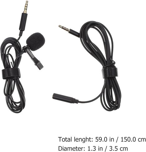 TIDTALEO Professional Clip-on Lapel Microphone with Noise Reduction for Interview Recording, Portable Wired Small Mic Compatible with Phone and Camera, Black in Kuwait