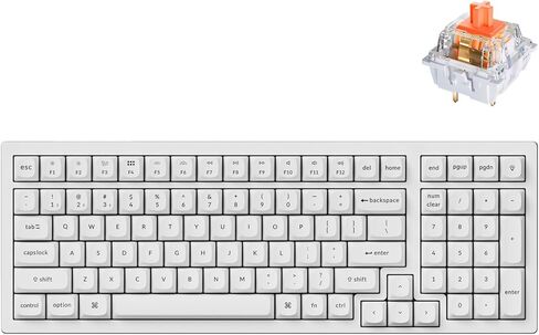 Keychron K4 Pro QMK/VIA Bluetooth Wireless Mechanical Keyboard, 96% Layout Custom Programmable Gaming Keyboard with White Backlit, Hot-Swappable K Pro Silent Red Switch for Mac Windows Linux - White in Saudi Arabia
