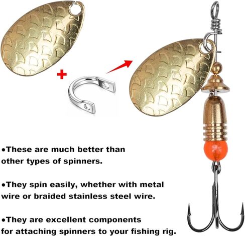 120 قطعة من شفرة الصيد الدوارة من Clevis لصنع الطعم الدوار، أجزاء الإكسسوارات الدوارة Clevis سهلة الدوران لصيد الأسماك، وصلات نحاسية على شكل حرف U، مياه مالحة عذبة in Kuwait
