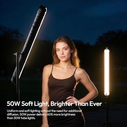 Ulanzi UA50 50W LED عمود هوائي قابل للنفخ 2700K-6500K أنبوب إضاءة فيديو ثنائي اللون مع مغناطيس N52 CRI 95+ ضوء ناعم محمول لـ Cosplay Livestream & Studio Type-C PD 65W مدخلات 850 مم in Kuwait
